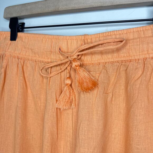 C&C California Orange Linen Blend Cargo Wide-Leg Pull-On Pants Size Large Beachy - Picture 3 of 7